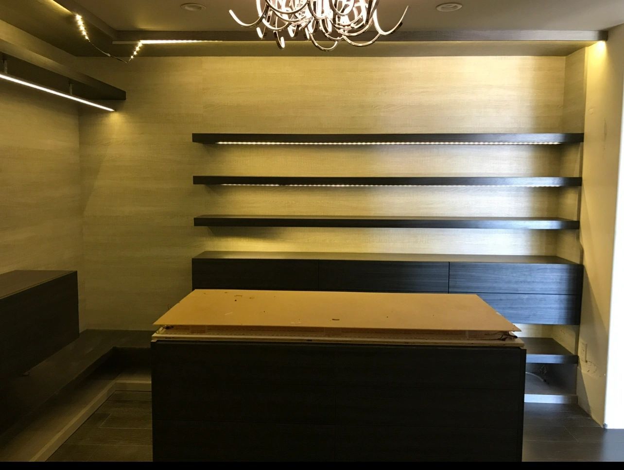 Walnut wine room under construction